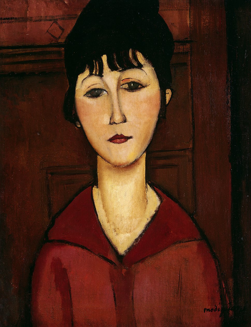 Tableau Toile Amedeo Modigliani - Portrait D'une Jeune Femme - Prêt à Accrocher - Neuf
