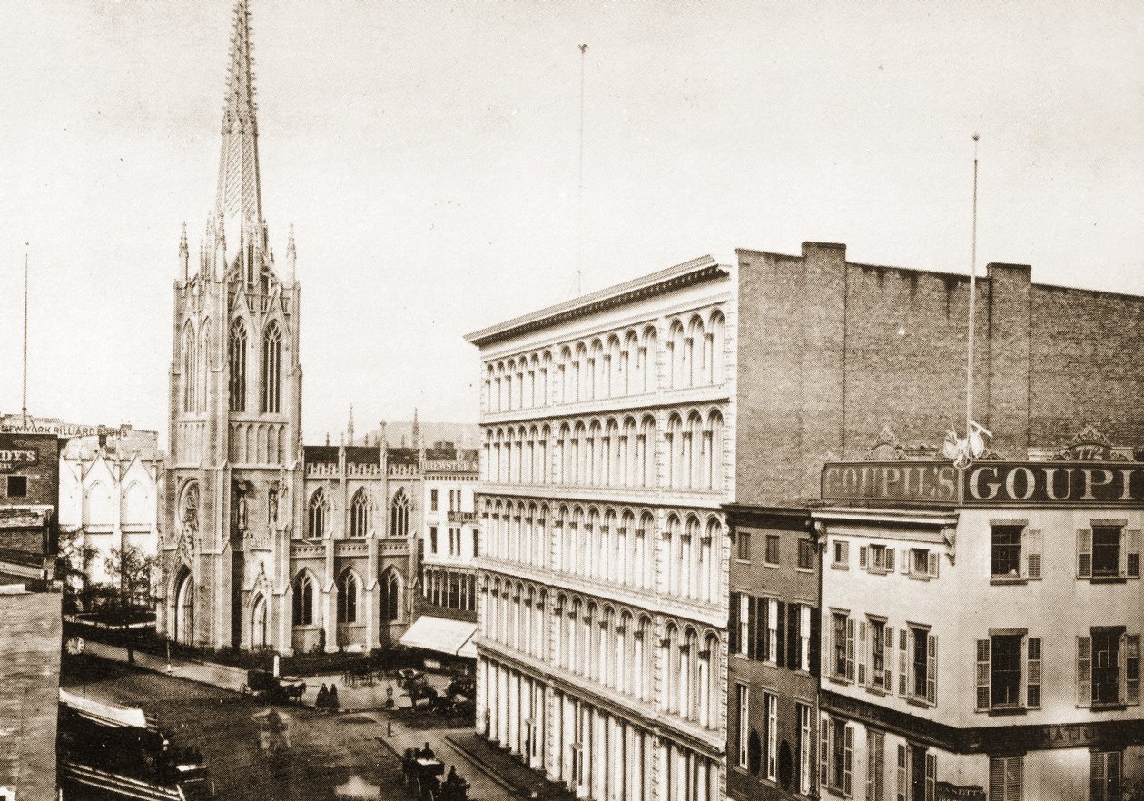 Église Grace et ancien magasin A. T. Stewart sur Broadway à la 10e rue, New York, 1868 - American Photographer