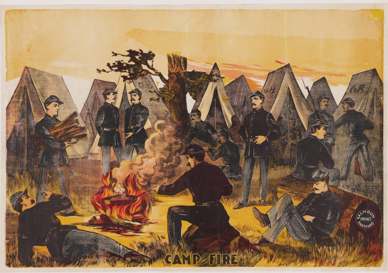 Feu de camp, pub. c. 1865 - American School