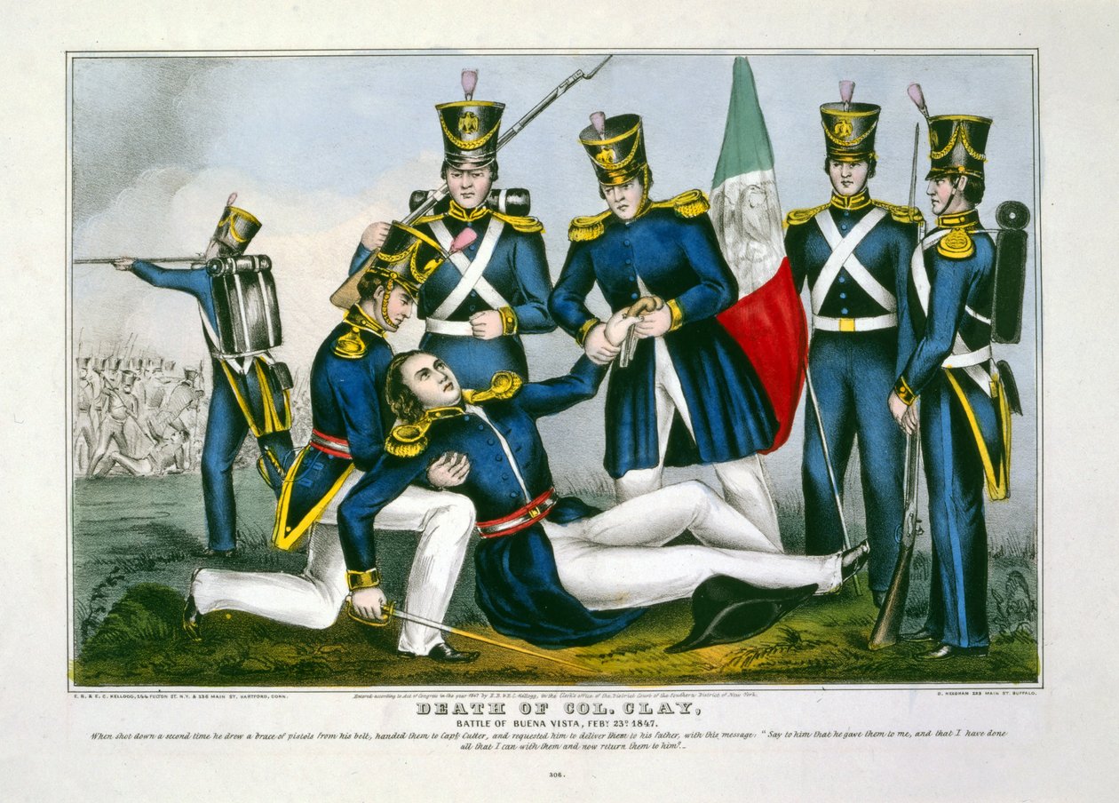 Mort du Col. Clay, bataille de Buena Vista, 23 février 1847, pub. 1847 - American School
