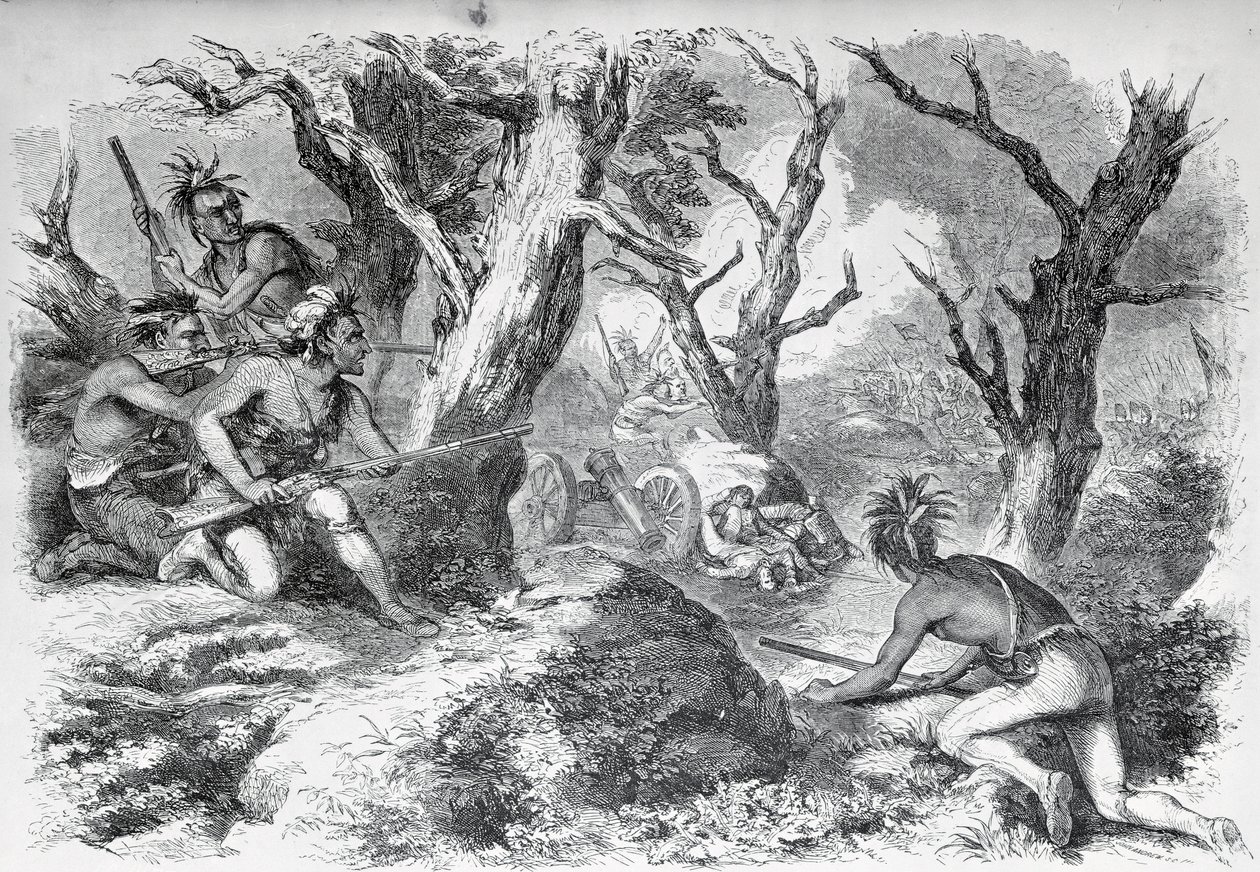 Défaite du général Braddock, pendant la guerre de la Conquête, en Virginie, en 1755, de 