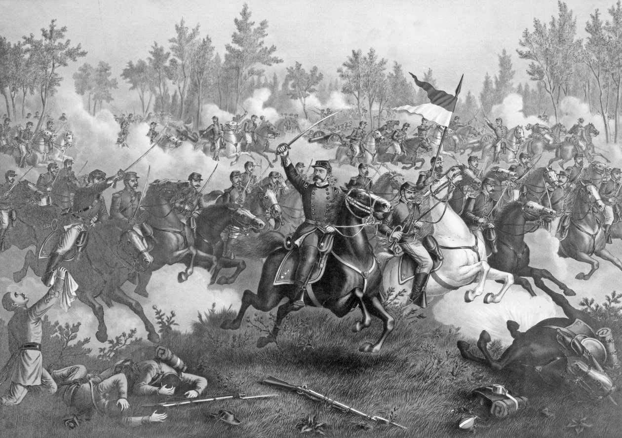 La bataille de Cedar Creek, 19 octobre 1864, publié par Kurz et Allison, Chicago, 1890 - American School
