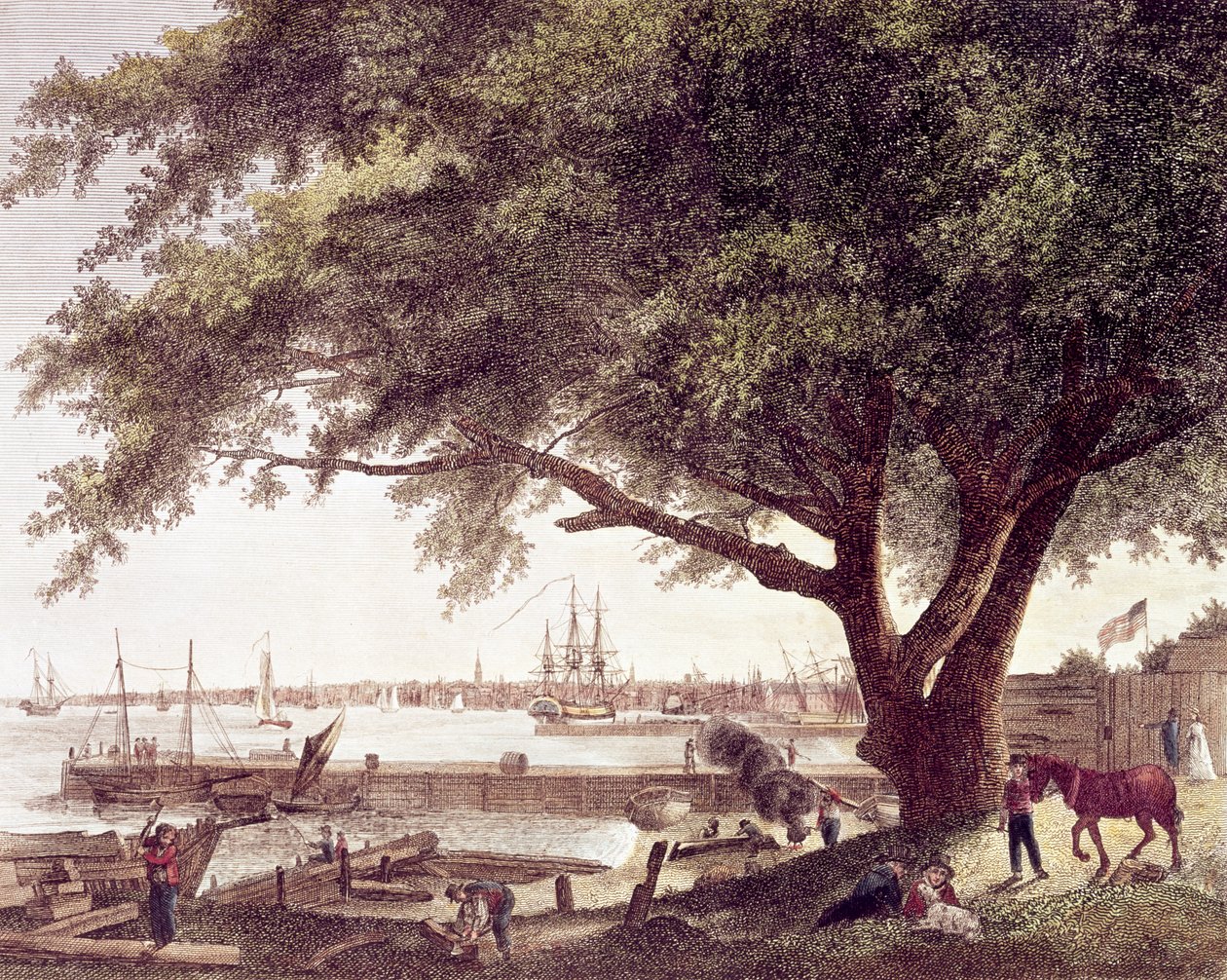 La ville et le port de Philadelphie, sur la rivière Delaware, depuis Kensington, 1800 - American School