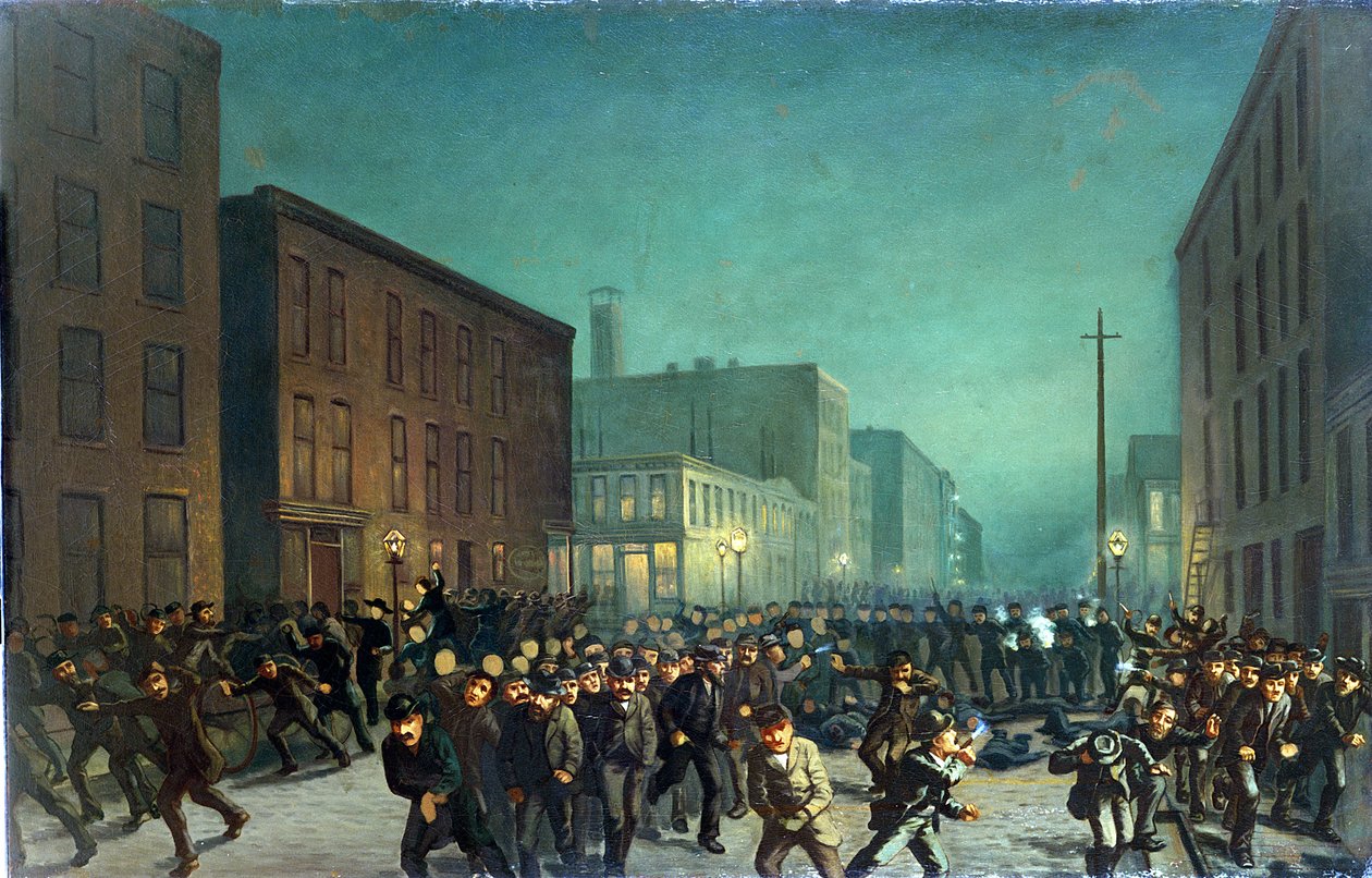 Les émeutes de Haymarket, Chicago 1er mai 1866, vers 1886