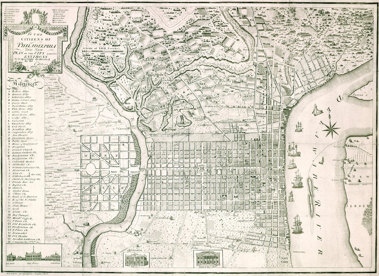Le nouveau plan de la ville de Philadelphie et de ses environs, 1802 - American School