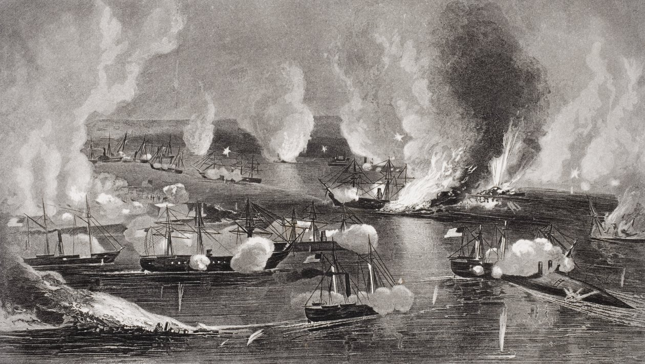 La capture des forts Jackson et St. Philip pendant la guerre civile américaine, Louisiane 1862 - American School