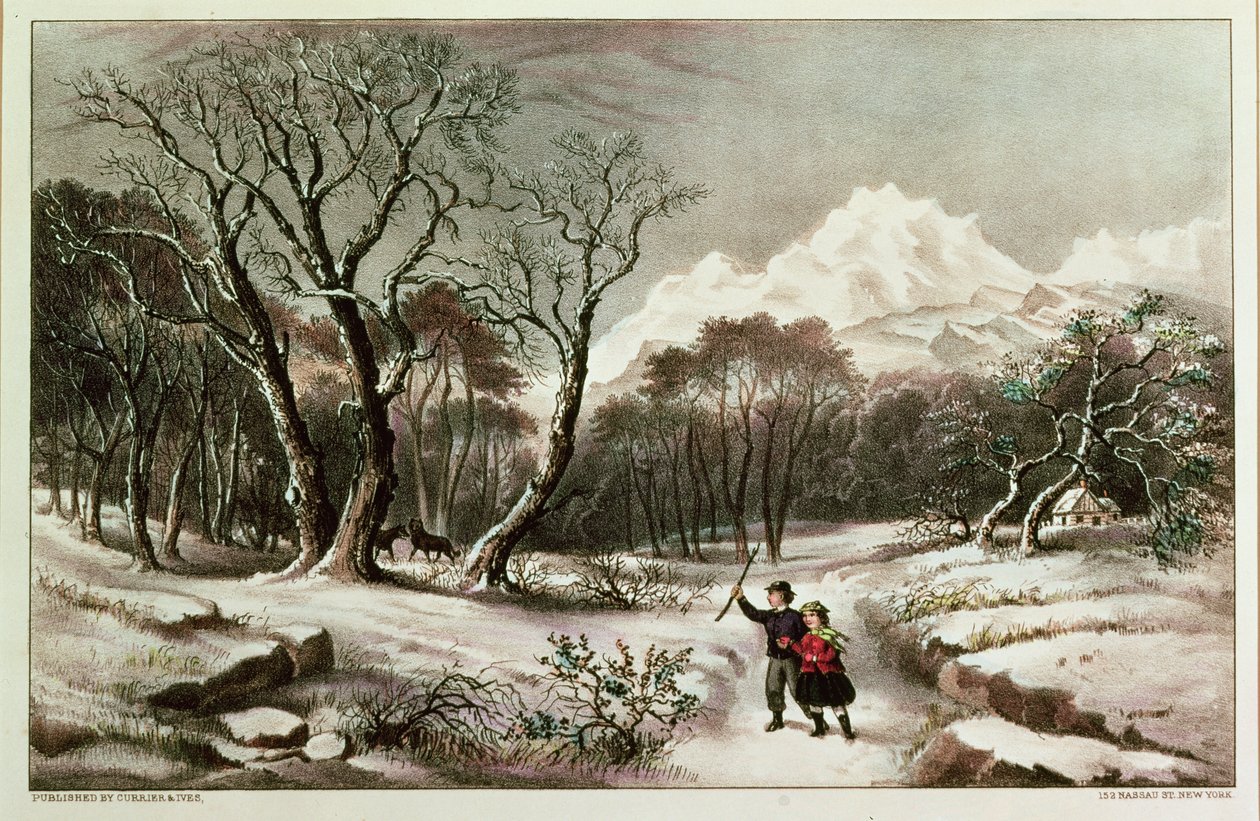 Bois en hiver, publié par Nathaniel Currier (1813-88) et James Merritt Ives (1924-95) - American School