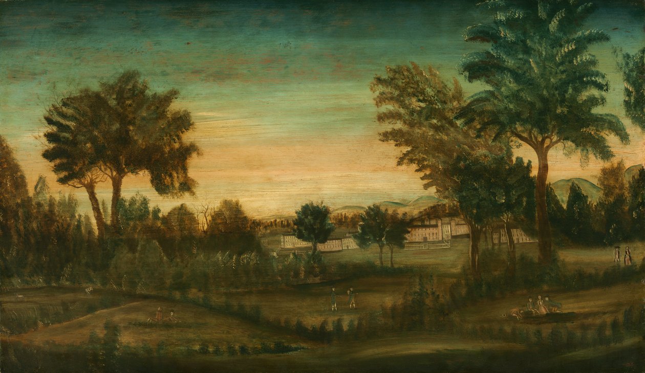 Paysage avec bâtiments - American 18th Century