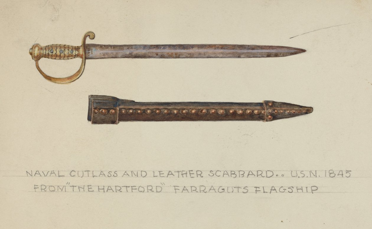 Sabre et fourreau en cuir - American 20th Century