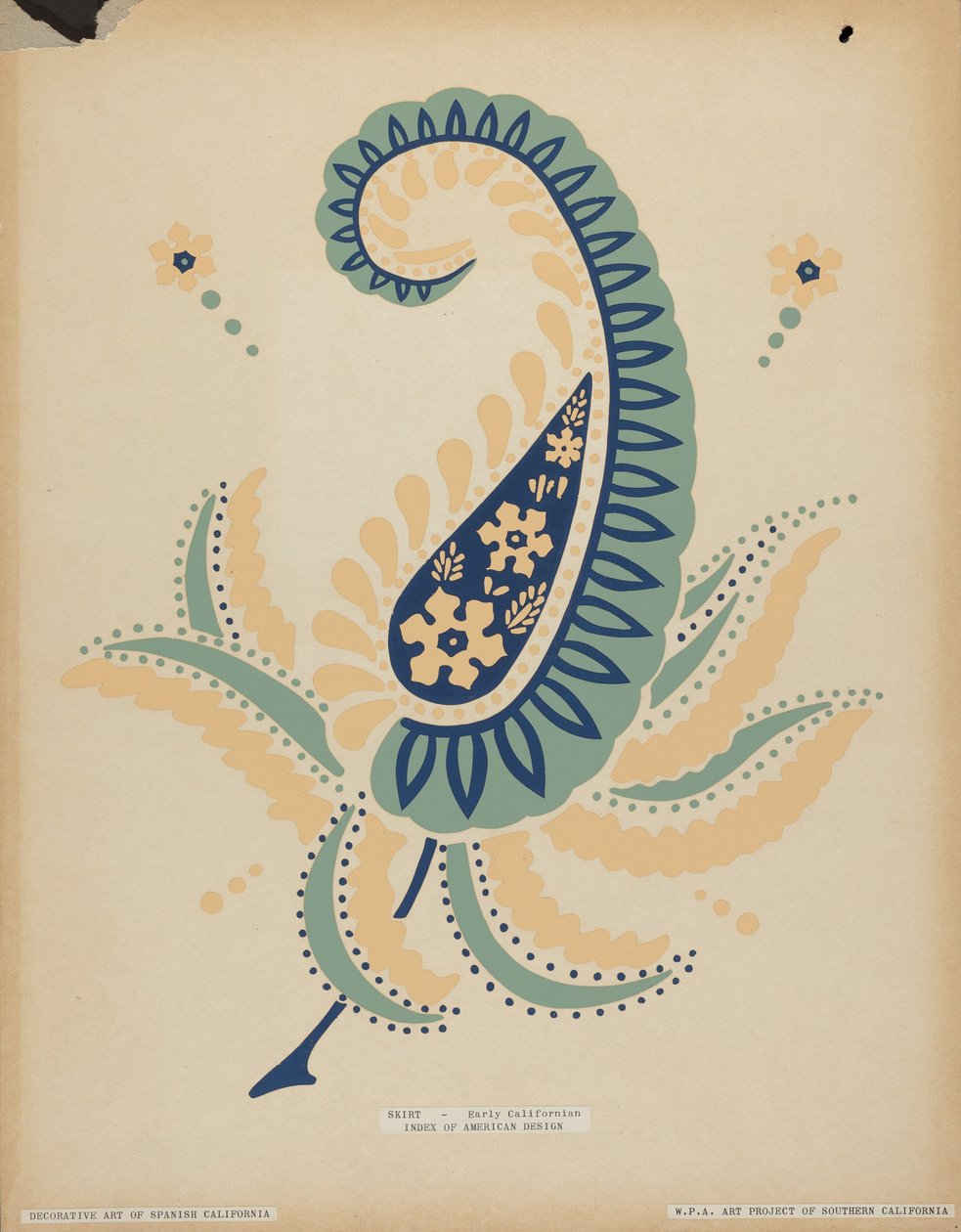 Jupe Californienne Ancienne du portfolio "Art Décoratif de la Californie Espagnole" - American 20th Century
