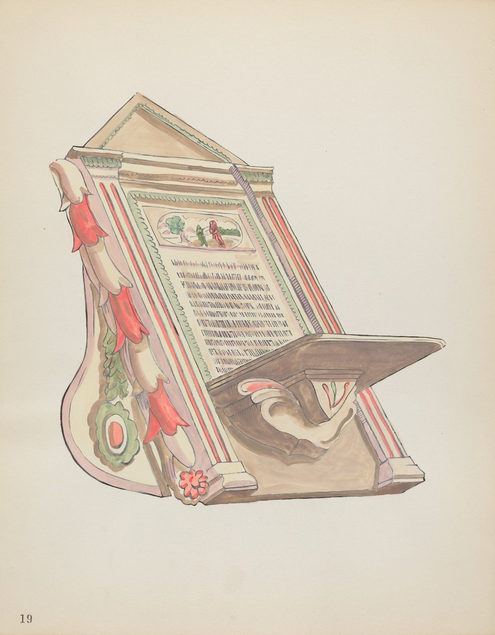 Planche 19 : Pupitre de lecture, Chimayo : Du portfolio "Designs coloniaux espagnols du Nouveau-Mexique" - American 20th Century
