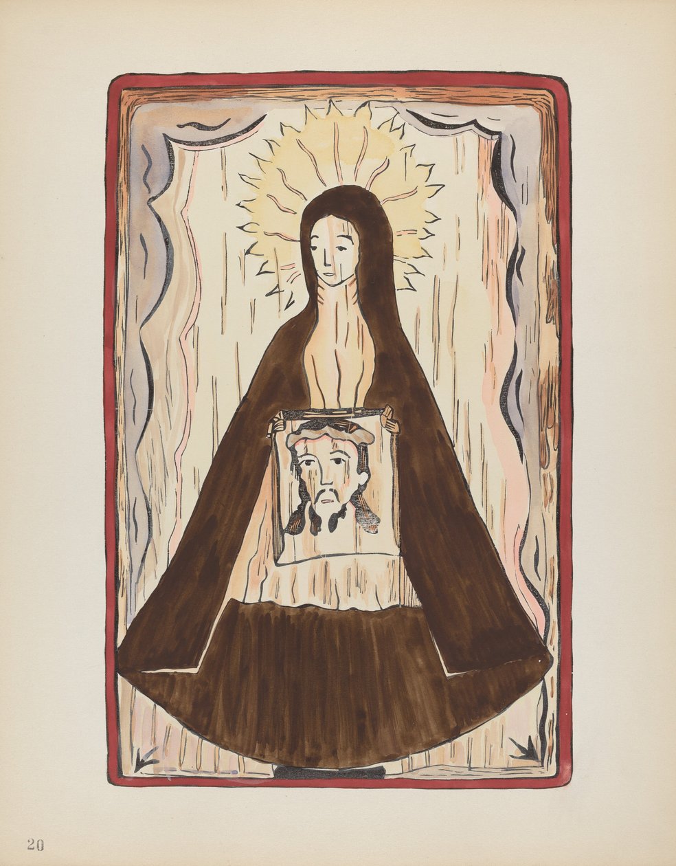 Planche 20 : Sainte Véronique : Du portfolio "Dessins coloniaux espagnols du Nouveau-Mexique" - American 20th Century