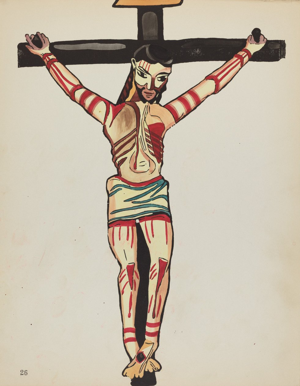 Planche 26 : Christ crucifié, Taos : du portfolio "Dessins coloniaux espagnols du Nouveau-Mexique" - American 20th Century