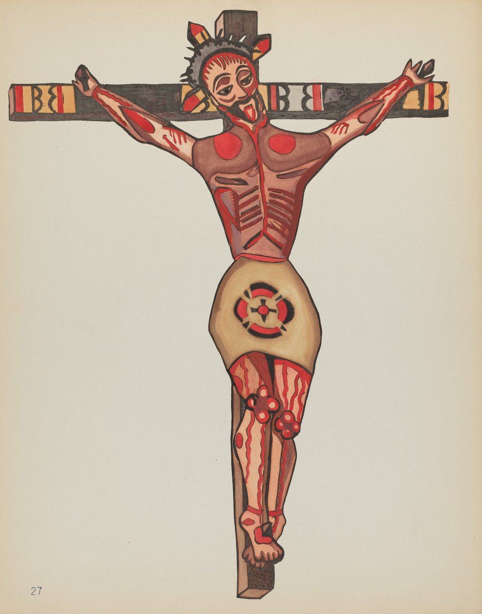 Planche 27 : Christ crucifié : Du portfolio "Dessins coloniaux espagnols du Nouveau-Mexique" - American 20th Century
