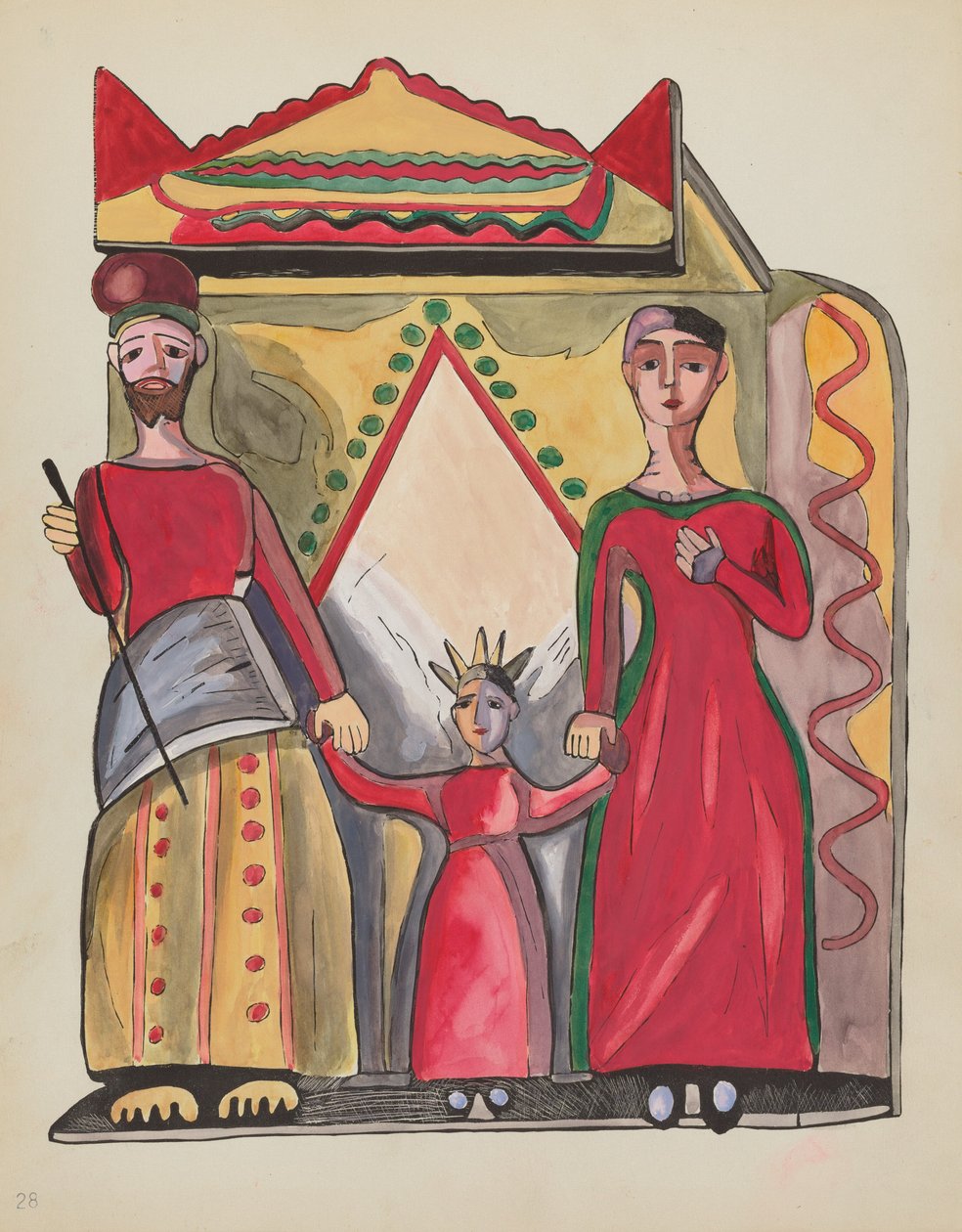 Planche 28 : La Sainte Famille : Du portfolio "Dessins coloniaux espagnols du Nouveau-Mexique" - American 20th Century