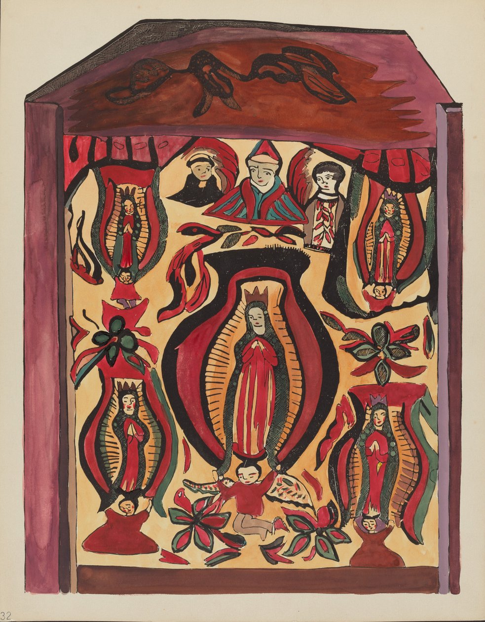 Planche 32 : Notre-Dame de Guadalupe : Du portfolio "Dessins coloniaux espagnols du Nouveau-Mexique" - American 20th Century