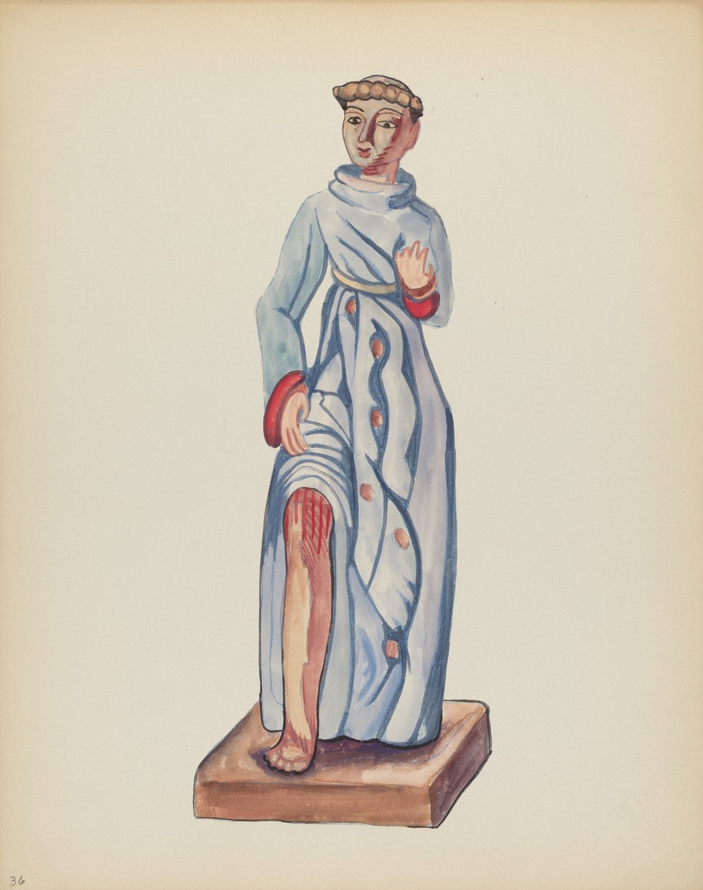 Planche 36 : Saint Roch : Du portfolio "Dessins coloniaux espagnols du Nouveau-Mexique" - American 20th Century