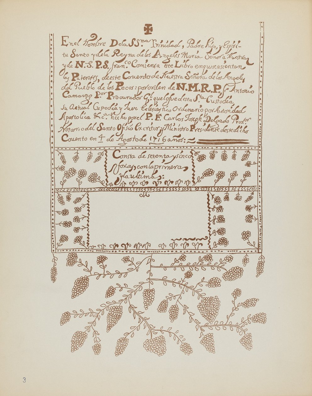 Planche 3 : Livre des Visites de Pecos : Du portfolio "Designs coloniaux espagnols du Nouveau-Mexique" - American 20th Century