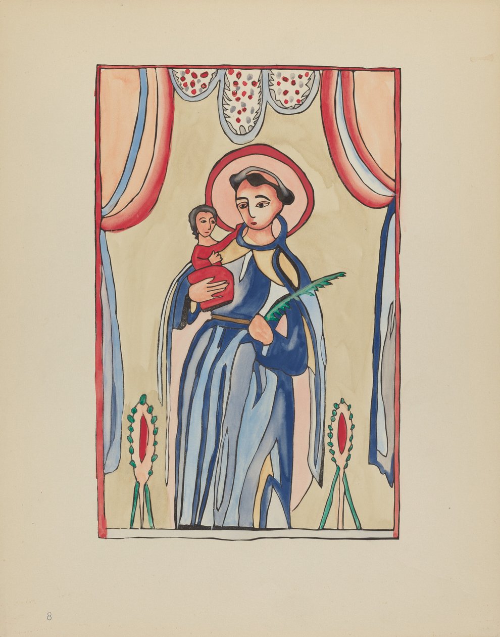 Planche 8 : Saint Antoine de Padoue : Du portfolio "Dessins coloniaux espagnols du Nouveau-Mexique" - American 20th Century