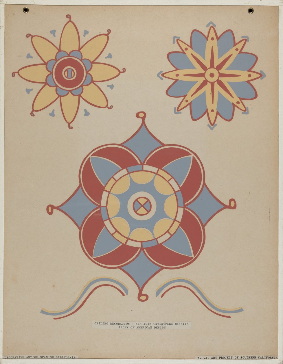 Décoration de plafond de la mission San Juan Capistrano du portfolio "Art décoratif de la Californie espagnole" - American 20th Century