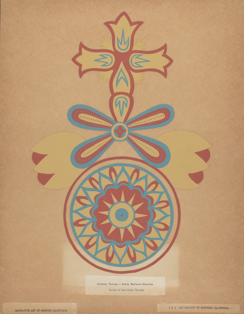 Conception de la porte de la mission de Santa Barbara du portfolio "Art décoratif de la Californie espagnole" - American 20th Century