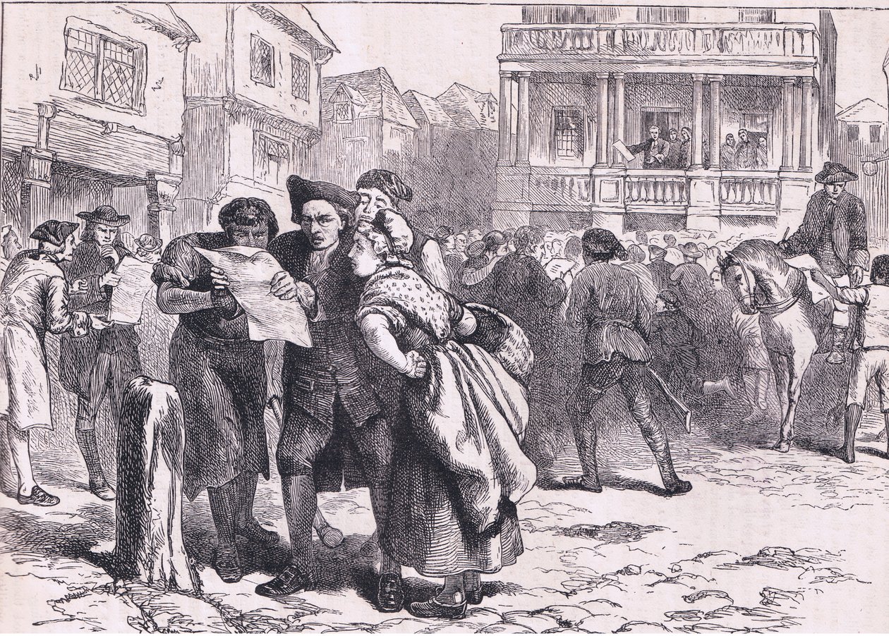 Les Bostoniens lisant le Stamp Act, illustration de l