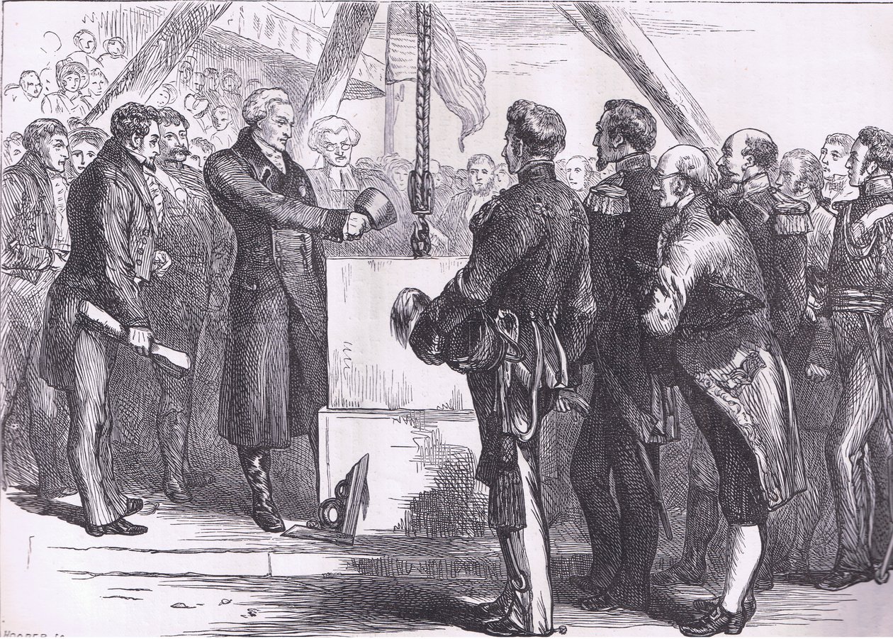 Lafayette posant la première pierre du monument de Bunker Hill, illustration de l