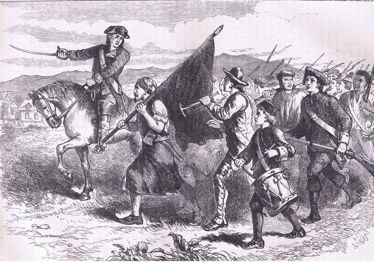 La foule à Springfield avec le drapeau noir, illustration de l