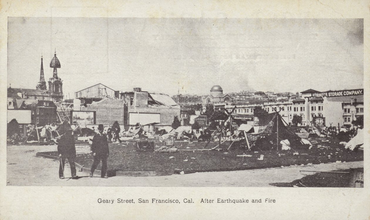 Geary Street, San Francisco, après le tremblement de terre et l
