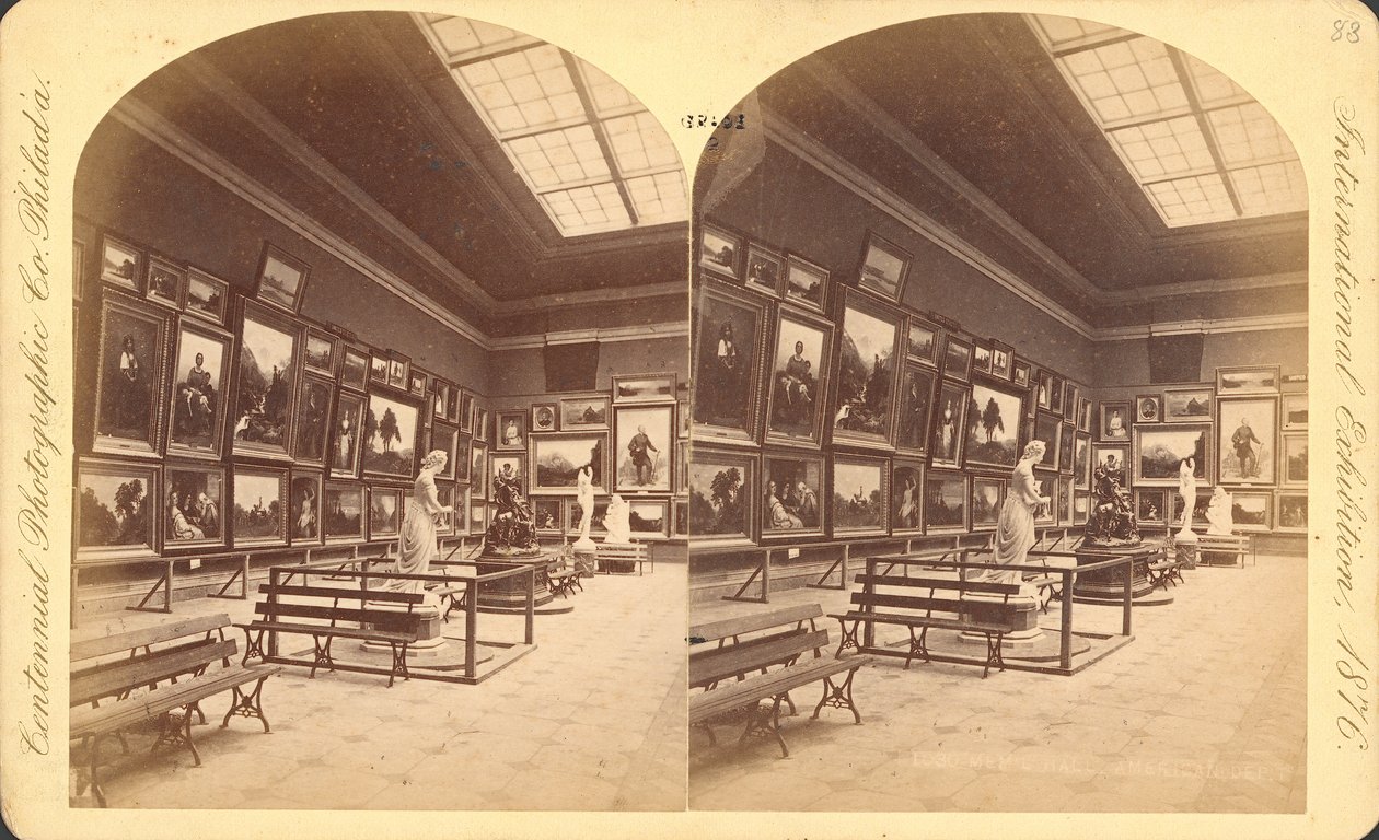 Memorial Hall, Département américain, Exposition internationale du centenaire de 1876, Philadelphie (épreuve stéréoscopique) - American Photographer