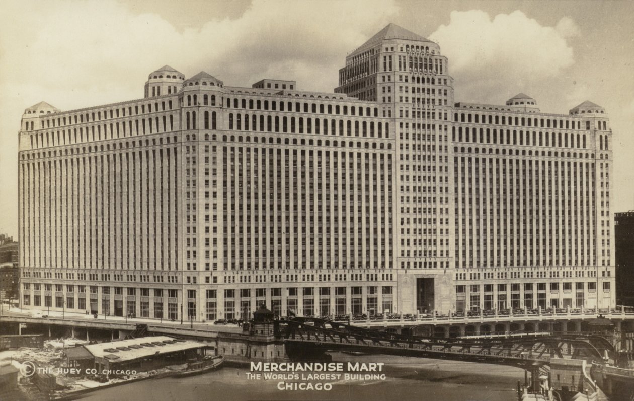 Merchandise Mart, le plus grand bâtiment du monde, Chicago, Illinois, États-Unis (photo n/b) - American Photographer
