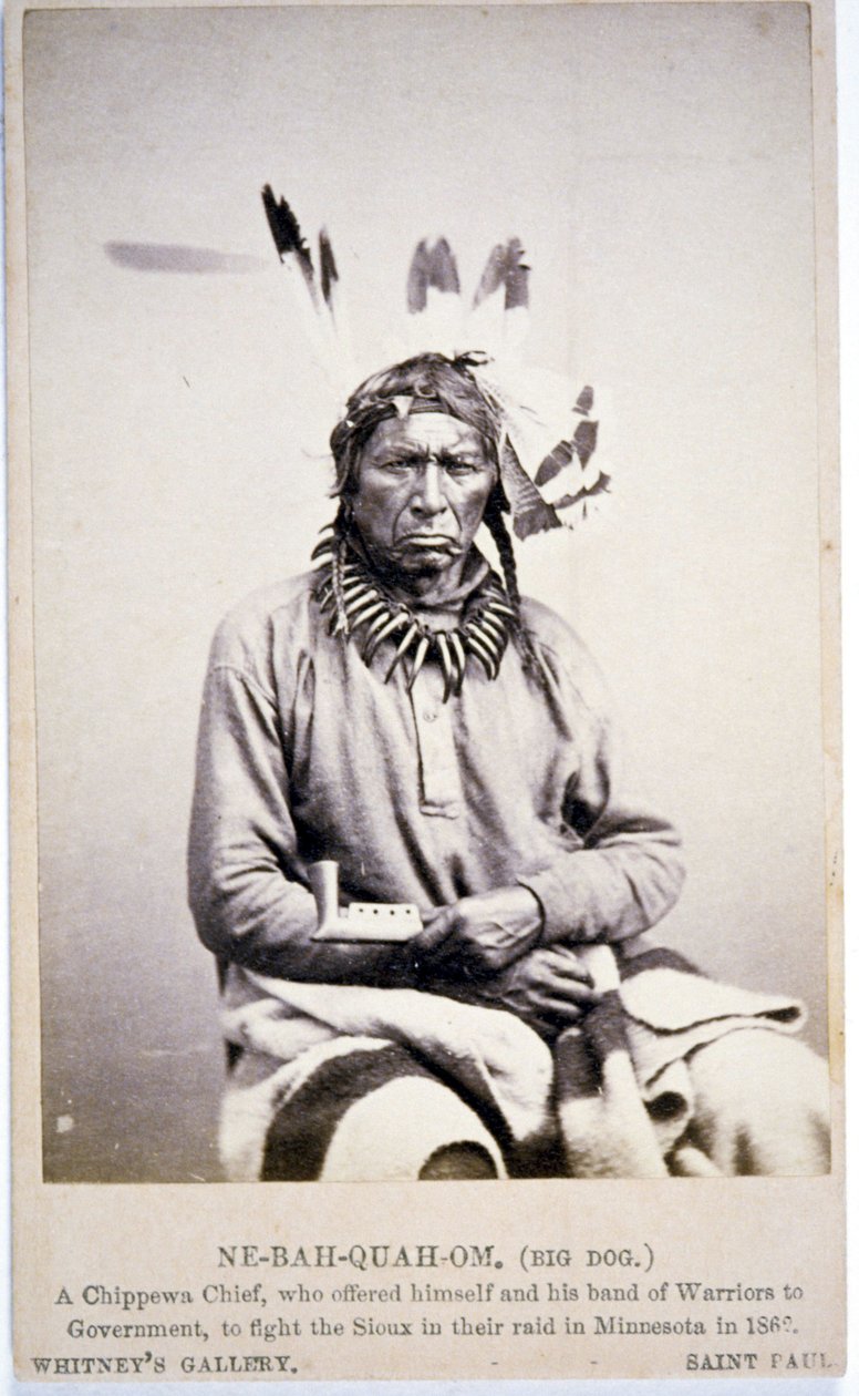 NE-BAH-QUAH-OM, Grand Chien, Chef Chippewa, proposé de combattre les Sioux au Minnesota - American Photographer