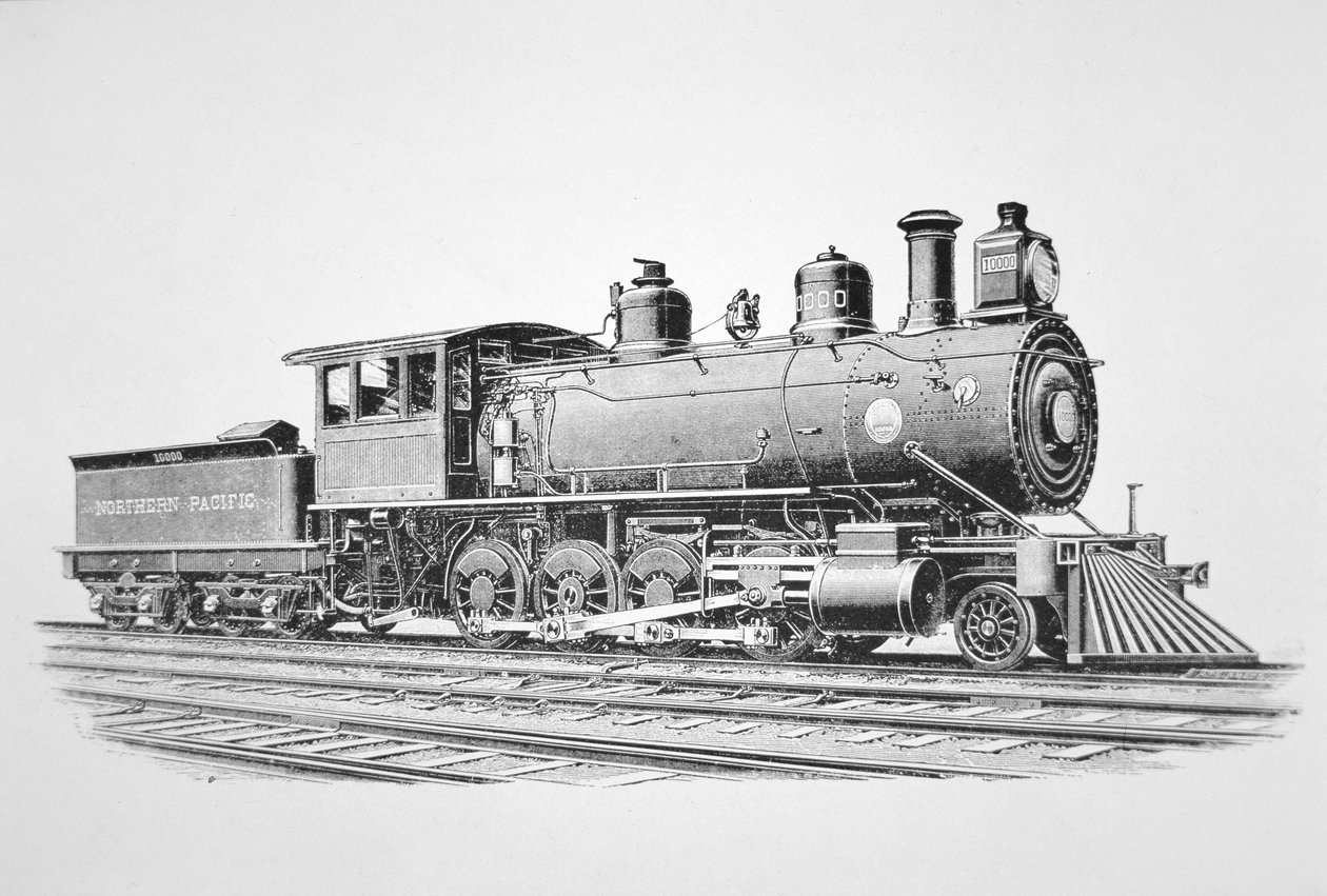 Une locomotive de type Consolidation 2-8-0 construite par Baldwin en juin 1889 pour le Northern Pacific Railway - American School