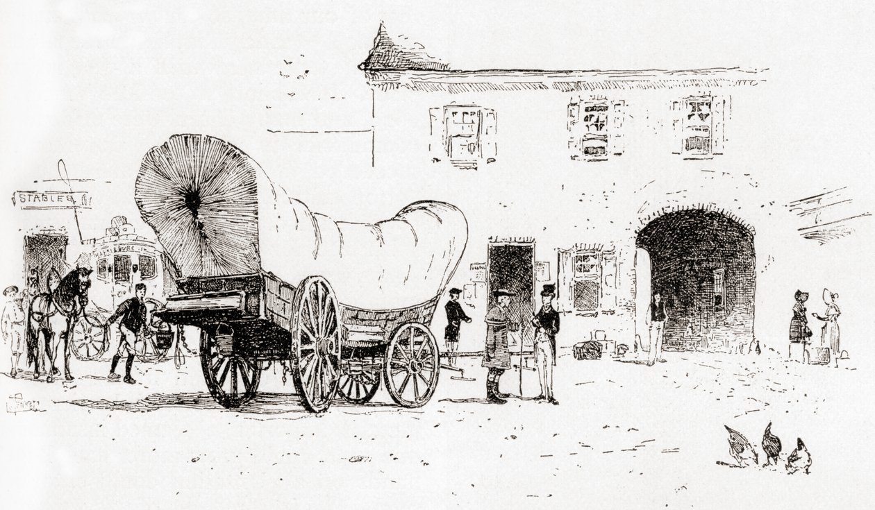 Un chariot Conestoga dans la cour de Bull