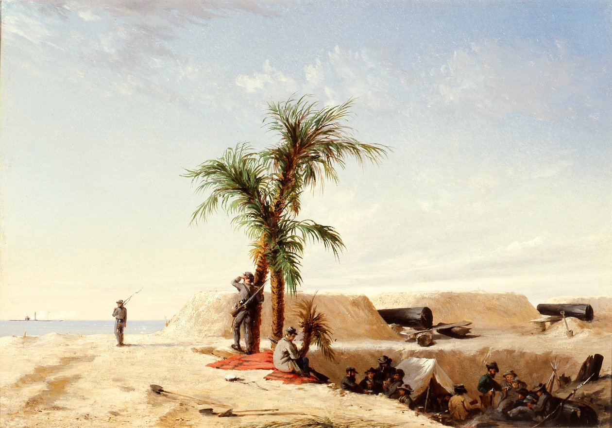 Une batterie de quakers (huile sur toile) - American School