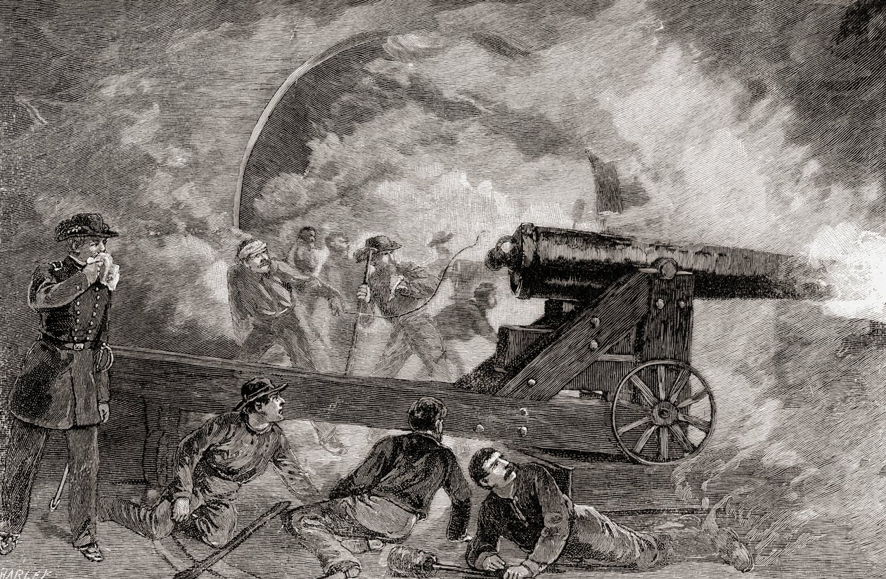 Une casemate pendant le bombardement à la bataille de Fort Sumter, 12 avril - American School