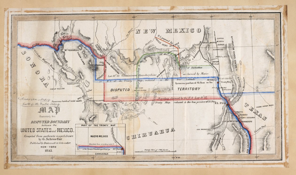 Une carte illustrant la frontière disputée entre les États-Unis et le Mexique - American School