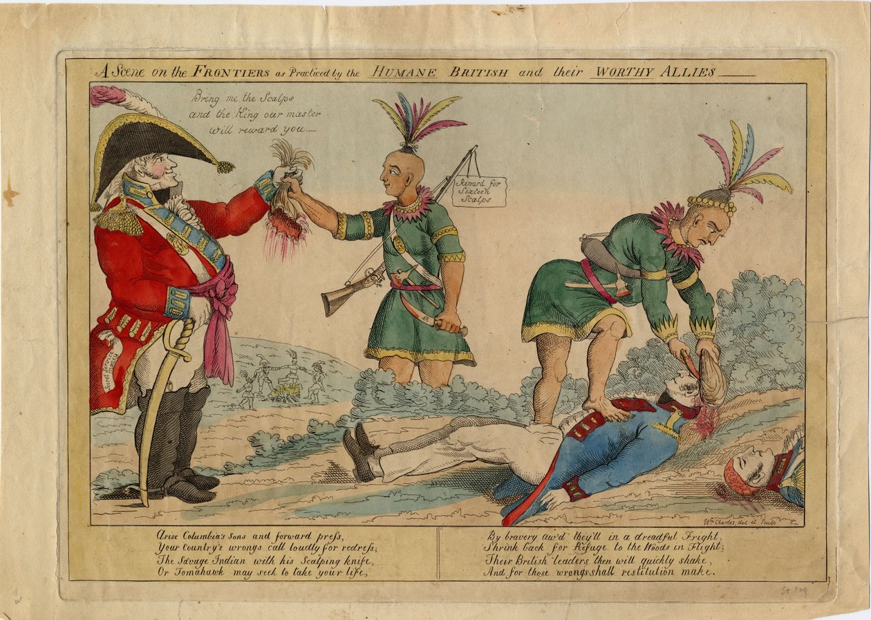 Une scène aux frontières pratiquée par les Britanniques humains et leurs dignes alliés - American School