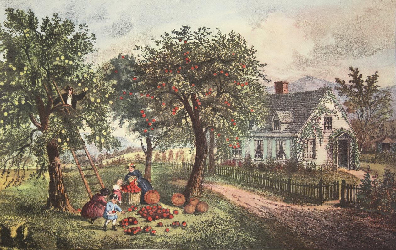 Ferme américaine - Automne, pub. 1869, Currier & Ives - American School