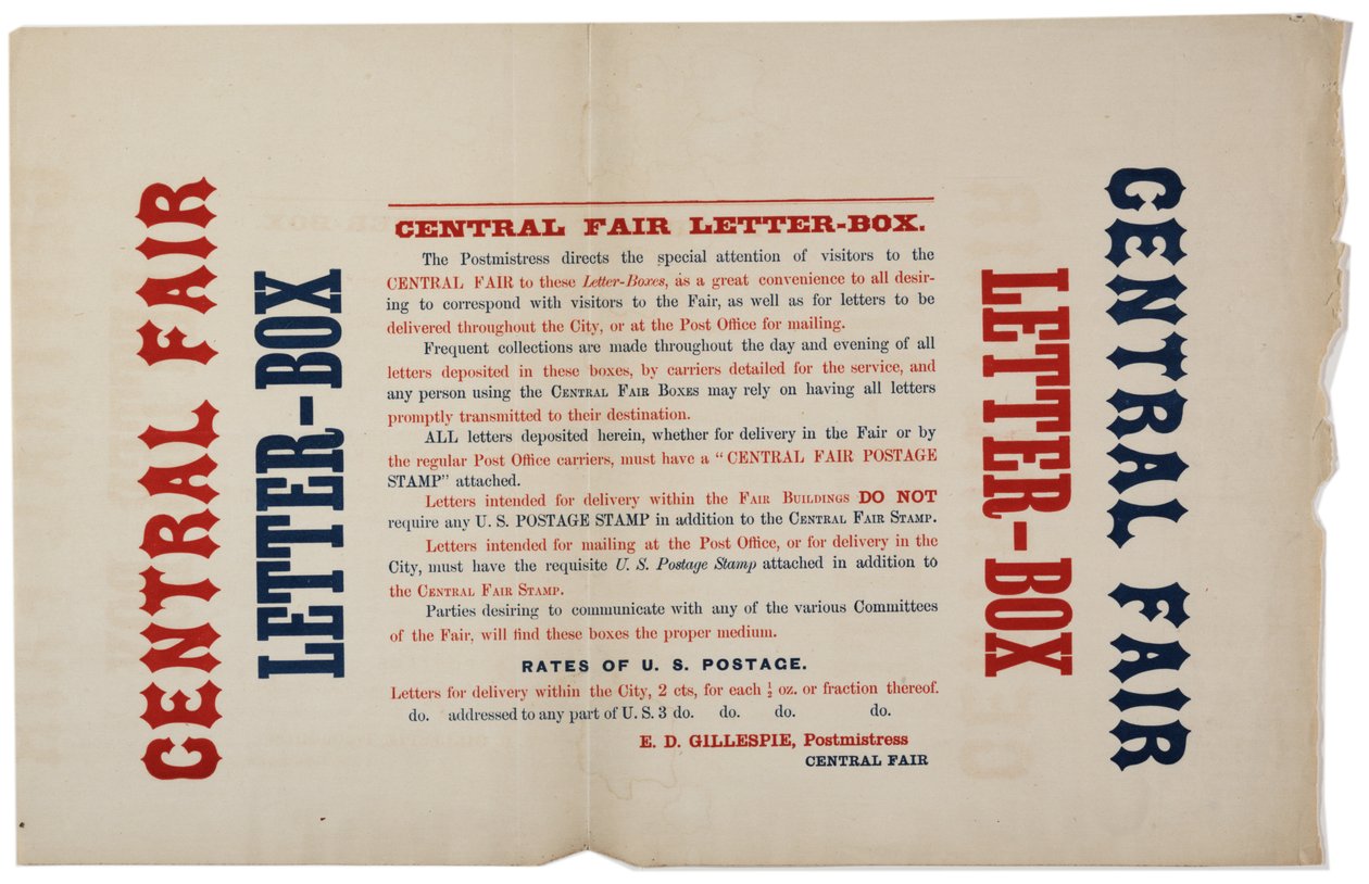 Annonce pour les boîtes aux lettres de la foire centrale, c.1864 - American School