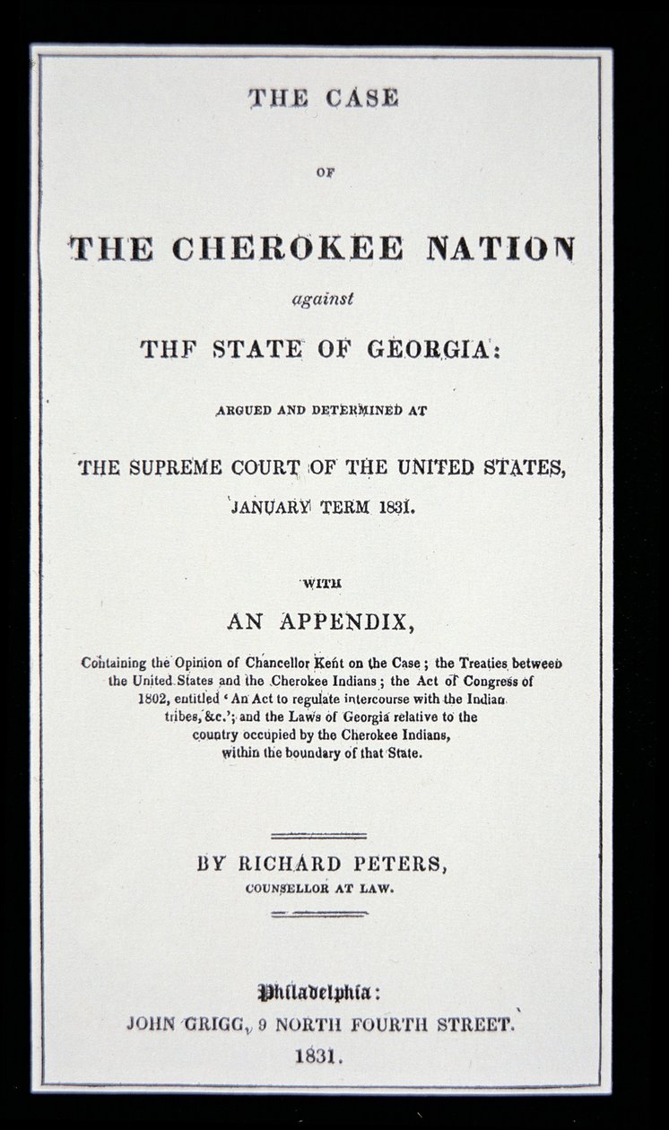 Tract anti-déplacement, par la nation Cherokee, en réponse au déplacement forcé des Indiens de leur terre natale - American School