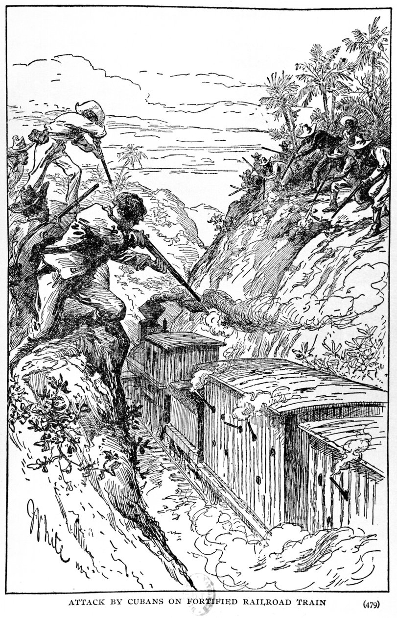 Attaque des Cubains sur un train blindé, illustration de L
