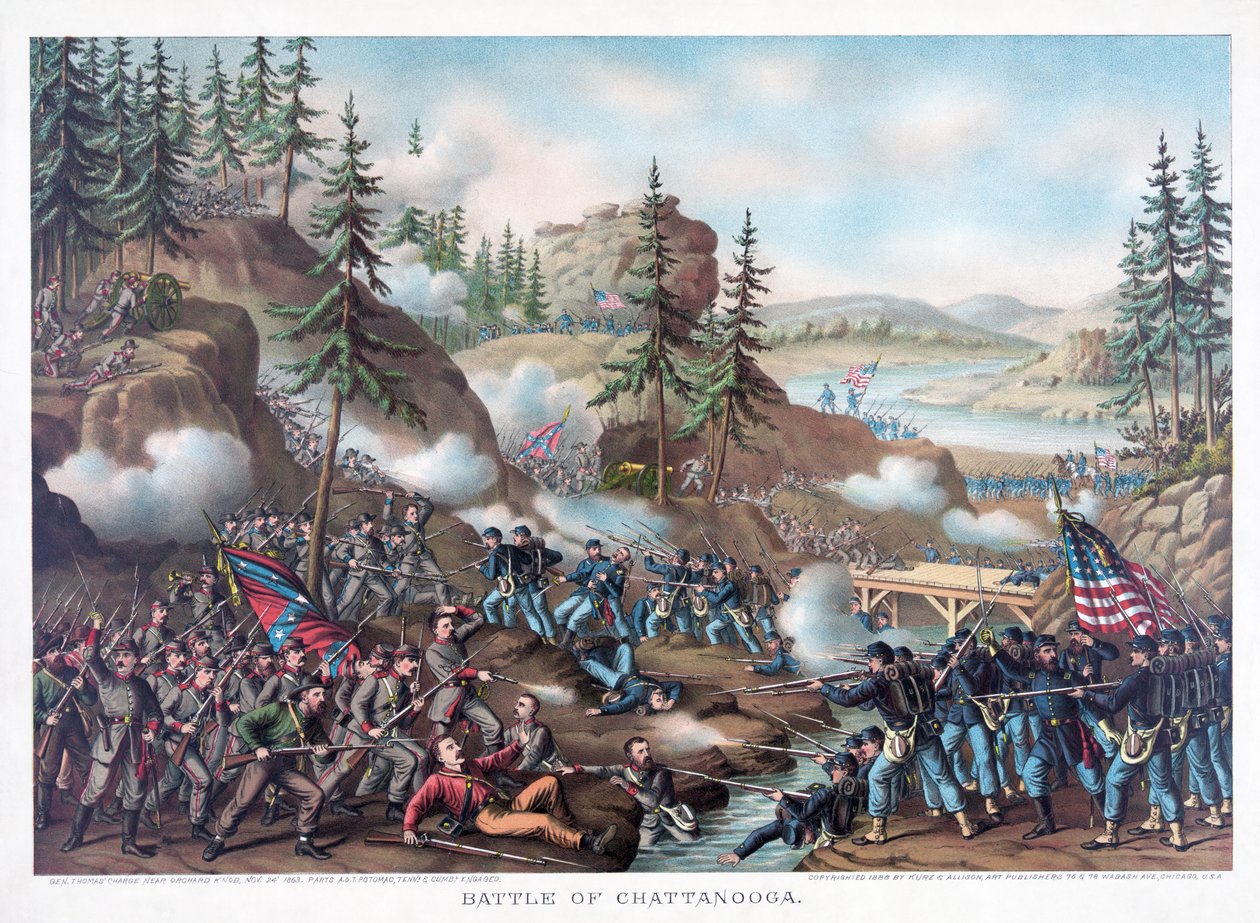 Bataille de Chattanooga, pub. Kurz & Allison - American School