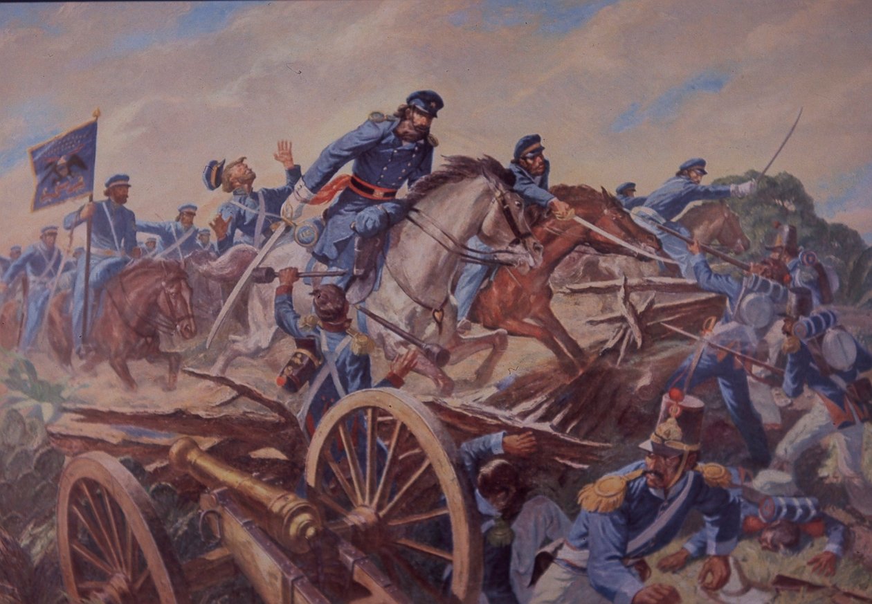 Bataille de Resaca de la Palma, guerre américano-mexicaine (aquarelle sur papier) - American School