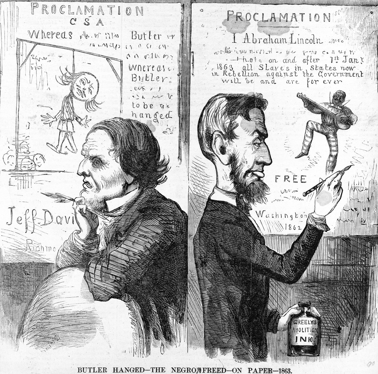 Butler pendu, le nègre libre, sur papier, 1863 - American School