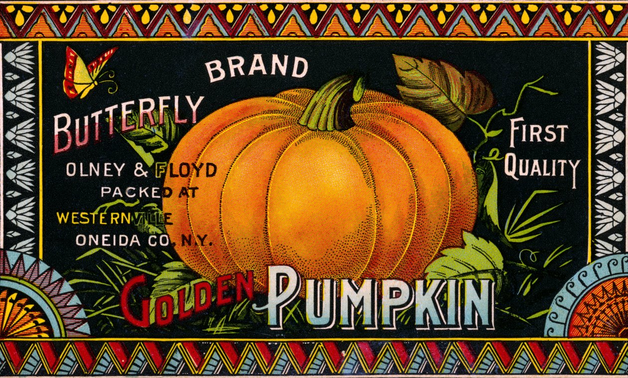 Butterfly Golden Pumpkin Étiquette de produit - American School