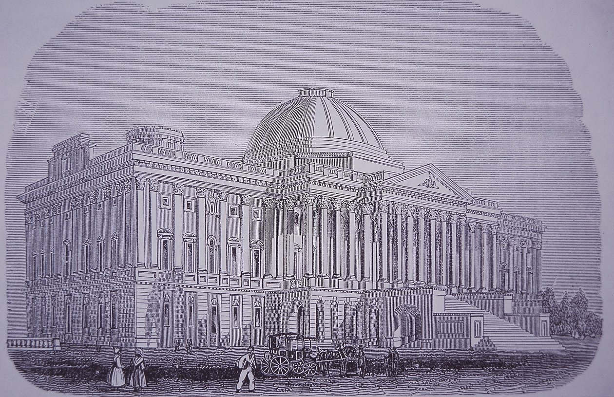 Bâtiment du Capitole, Washington DC, USA, vers 1848 (gravure) - American School