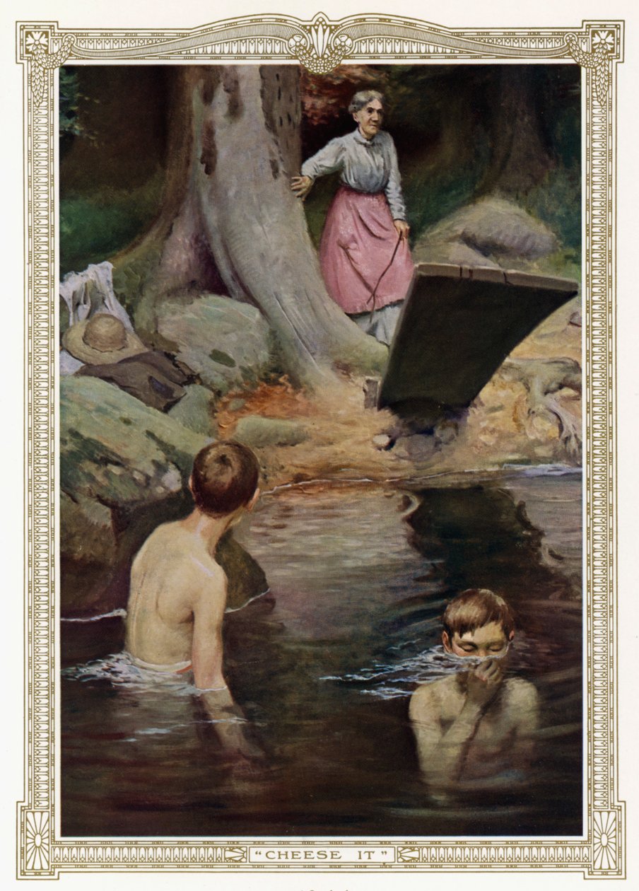 Cheese It, Boys swimming (litho) - American School