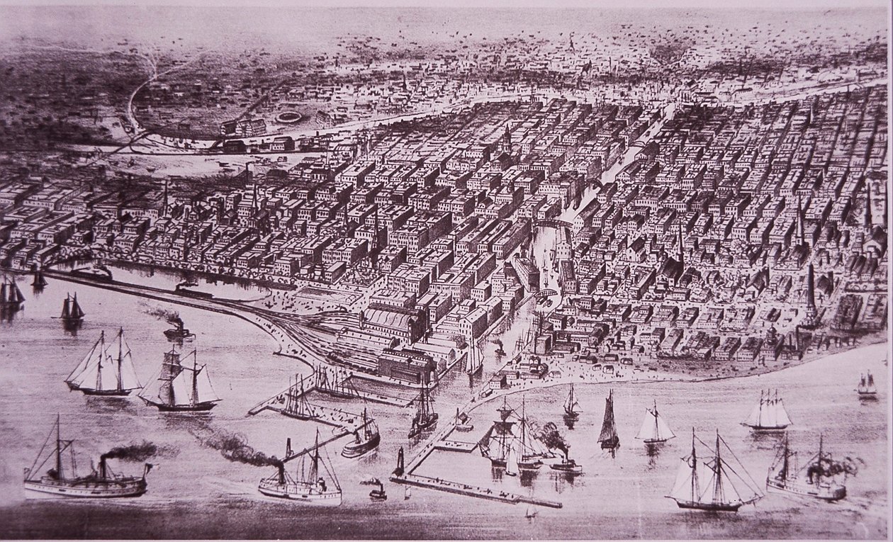 Chicago avant le grand incendie de 1871, vers 1870 - American School