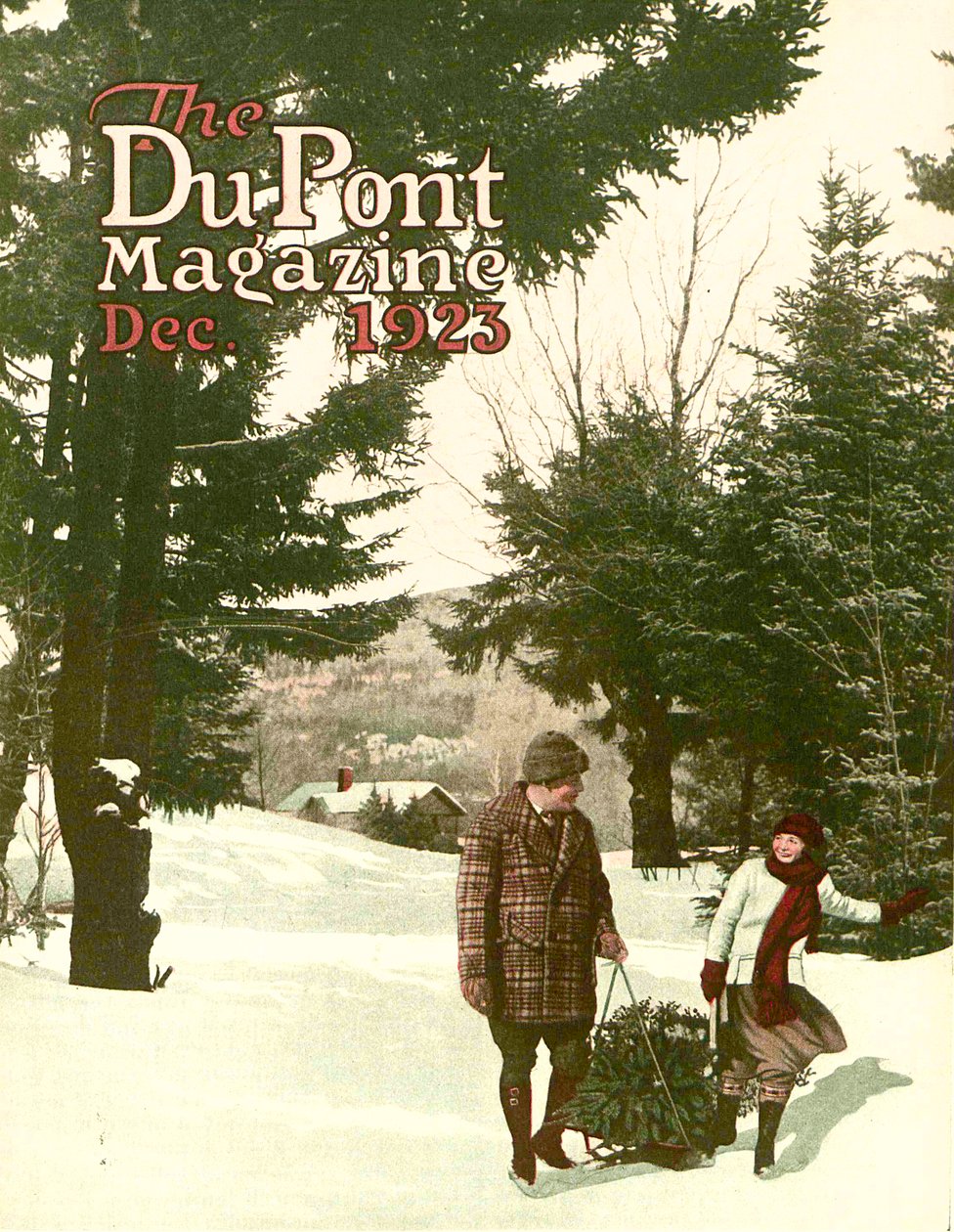 Arbre de Noël, couverture du DuPont Magazine, décembre 1923 - American School
